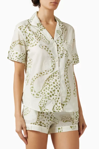 Jag-print Short Pyjama Set in Cotton