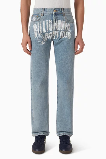 بنطال بشعار الماركة المقوس دينم