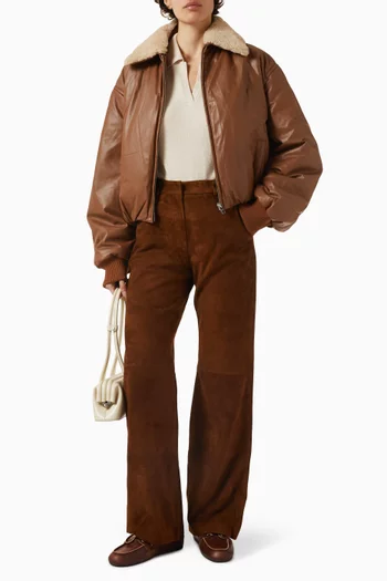 Straight-leg Pants in Suede