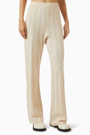Cable-knit Straight-leg Pants in Cashmere
