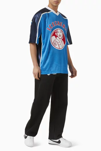 تي شيرت كرة قدم مزين بنادلة قماش شبكي