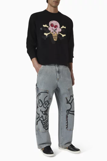 سويت شيرت بطبعة آيس كريم وعظام