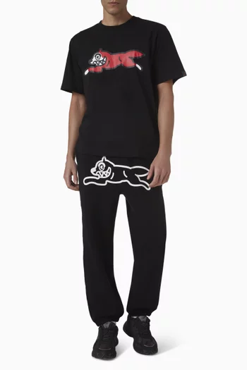 تي شيرت بطبعة كلب يجري قطن