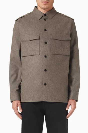 Button Down Shirt in Wool-blend