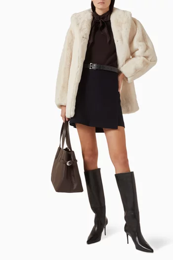 Scarf-neck T-shirt in Merino-wool