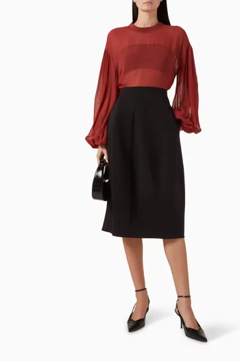 Rounded Midi Skirt in Cotton