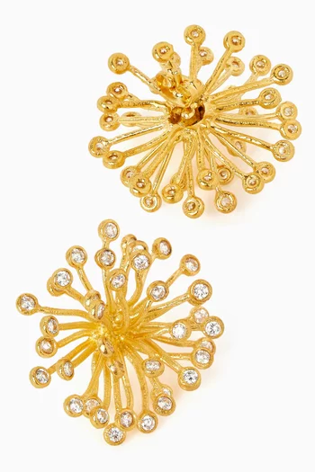 أقراط بولين بأحجار زركونيا مكعبة معدن مطلي بلون ذهبي