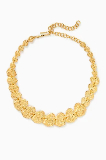 Statement Petal Choker Necklace in Gold-plated Metal