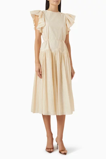 فستان سيلفين متوسط الطول قطن