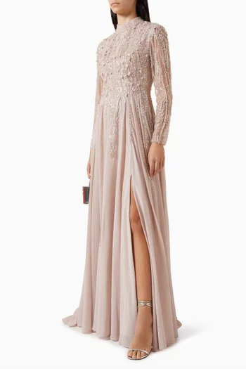 Sequin-embellished Gown in Satin
