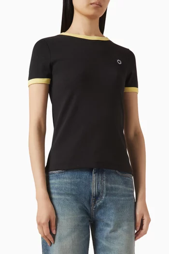 تي شيرت مطرز بشعار زهرة البوكي 2.0‏ قطن