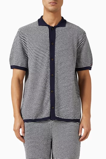 Knitted Texture Polo Sweater