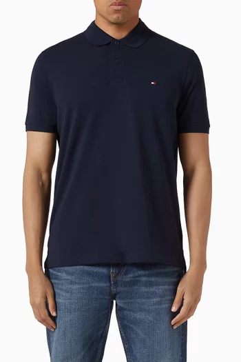 تي شيرت بولو مطرز بشعار العلم قطن بيكيه