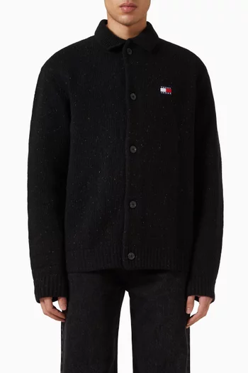 كارديغان بشارة ونسيج من مزيج الصوف