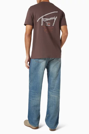 تي شيرت مزين بشعار الماركة قطن