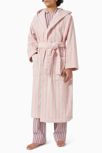 Candy Stripe Hooded Robe in Cotton-terry