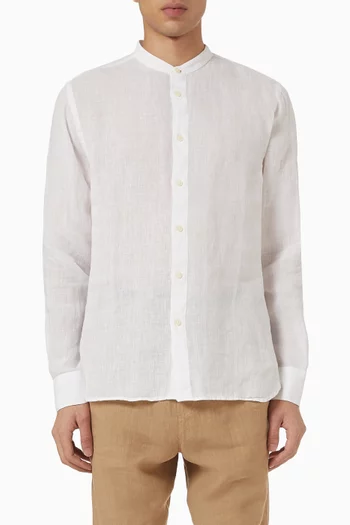 Mandarin Collar Shirt in Linen