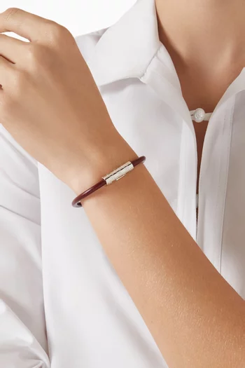 GG-motif Bracelet in Metal & Leather