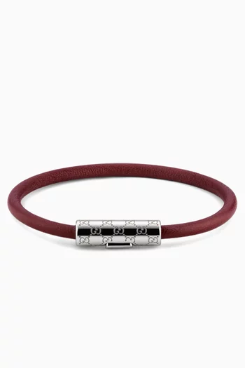 GG-motif Bracelet in Metal & Leather