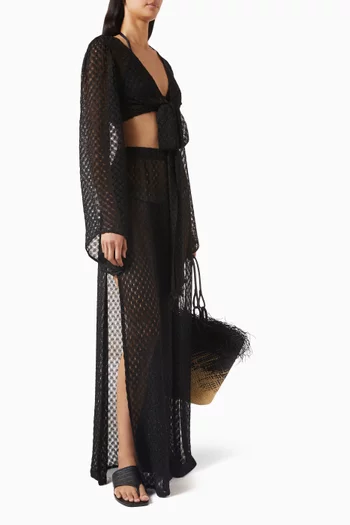 بنطال للارتداء فوق ملابس السباحة بنقشة خطوط متعرجة