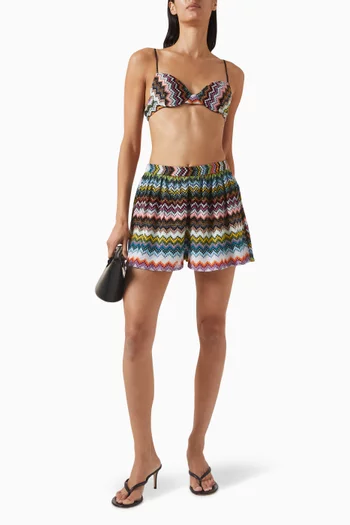 شورت بنقشة خطوط متعرجة نسيج فيسكوز