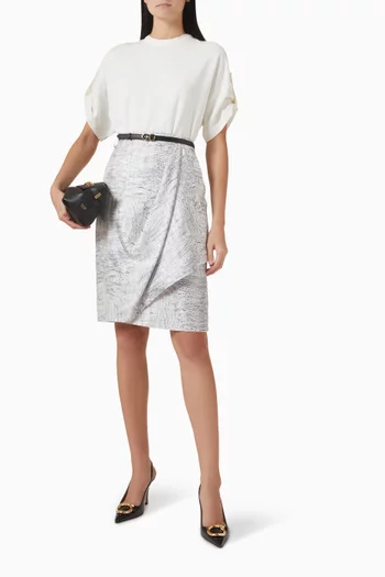 تنورة بنقشة جلد التمساح حرير تويل