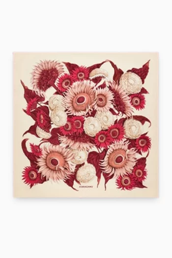 Floral-print Scarf in Silk Twill