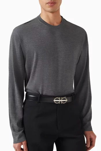 Gancini Reversible Monogram Belt in Leather