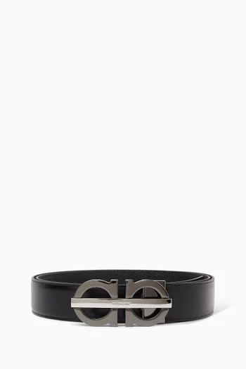 Gancini Reversible Monogram Belt in Leather