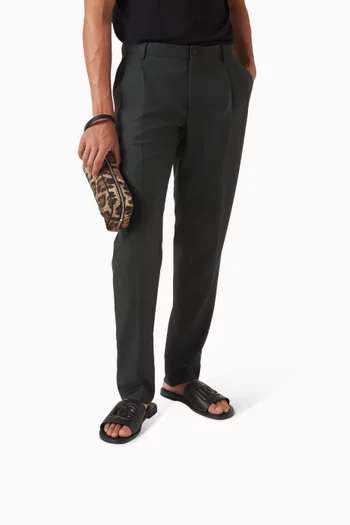 Logo Slide Sandals in Leather