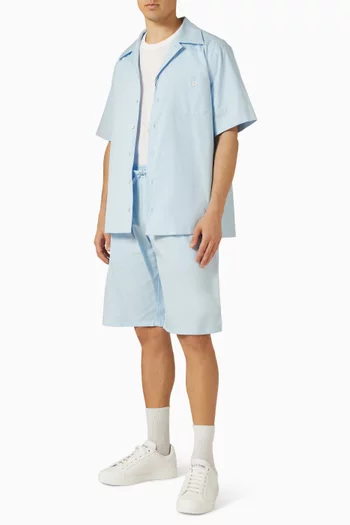 قميص هاواي بنقشة شعار الماركة بالكامل حرير تويل