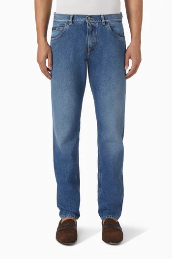 Heraldic Logo-embroidered Jeans