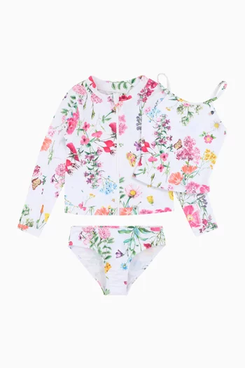 طقم السباحة أيفي مزين بنقشة، 3 قطع