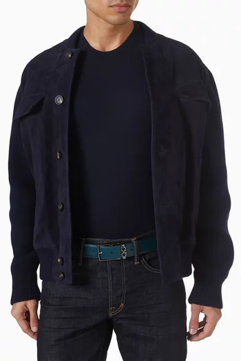 حزام بوجهين وحلية جانشيني جلد عجل بارز