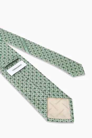 Gancini Square-print Tie in Silk