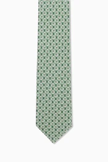 Gancini Square-print Tie in Silk