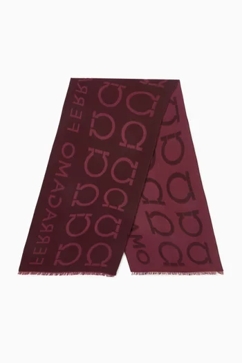 Gancini Scarf in Wool-silk Blend