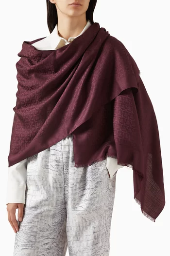 Gancini Stole in Silk-wool Blend