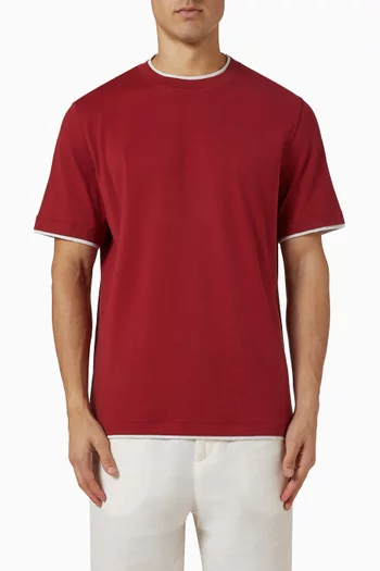 تي شيرت بتصميم طبقتين قطن