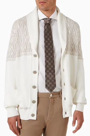 ربطة عنق بنقشة مربعات حرير