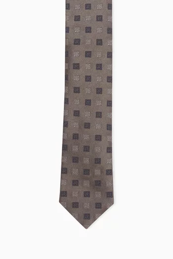 Square Pattern Neck Tie in Silk