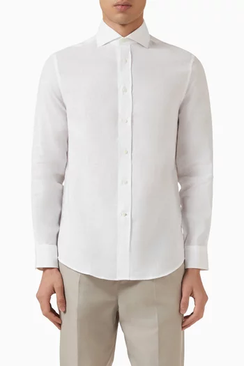 قميص بياقة مفرودة كتان