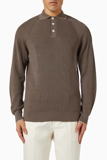 سترة بولو بنسيج مضلع إنجليزي قطن