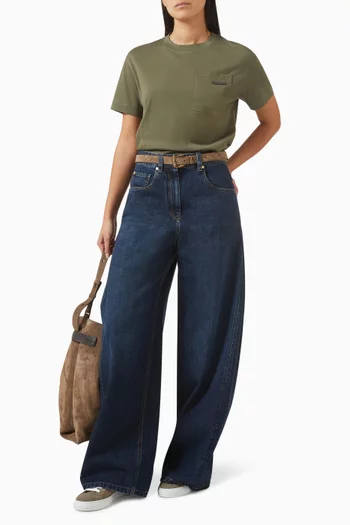 بنطال جينز بقصة ساق واسعة دينم