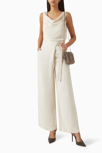 بلوزة بدرابيه كتان وتويل