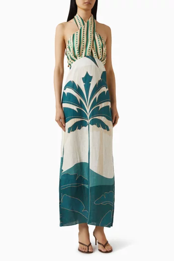 Costa Del Sol Midi Dress in Linen