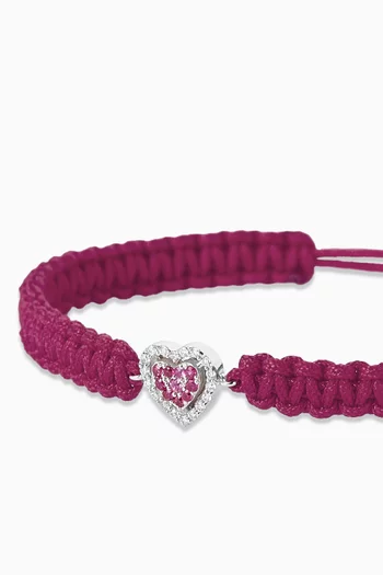 Heart & Diamond Braided Bracelet in 14kt Gold