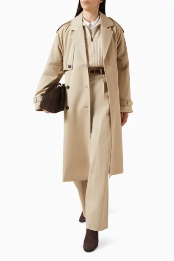Rickie Belted Maxi Trench in Cotton Twill