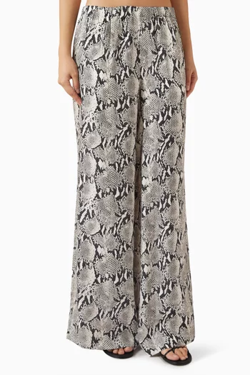 Roslyn Python-print Pants in Cupro Blend