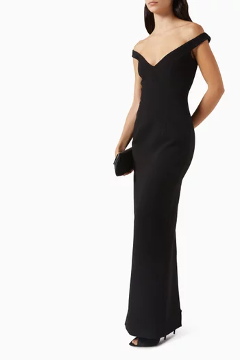 فستان اليري بأكتاف مكشوفة كريب